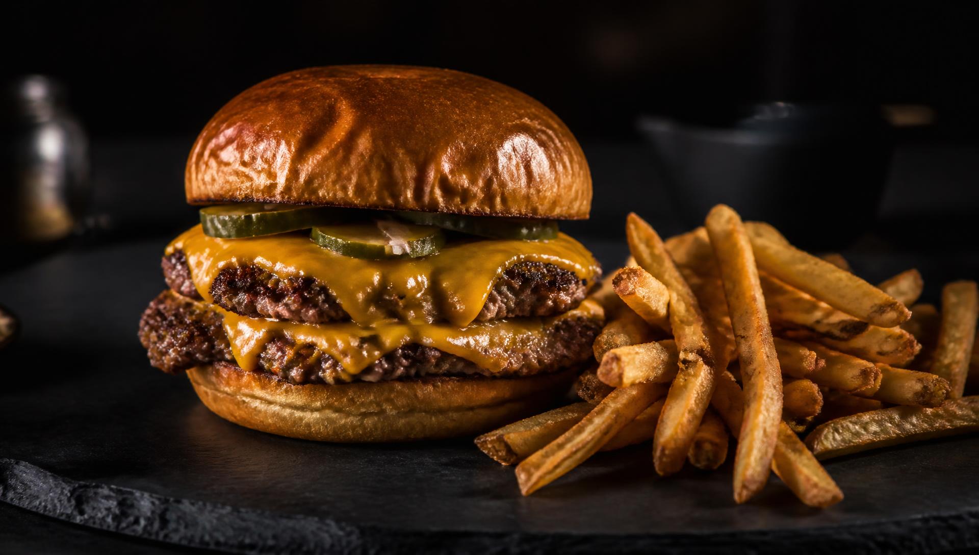 Smash burger with fries